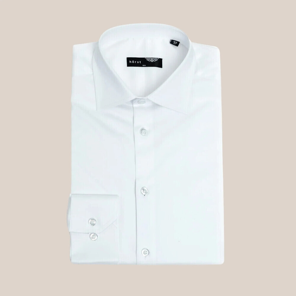 Horst Mens Slim-Fit Solid Stretch Satin Dress Shirt size 16/41 in white ens